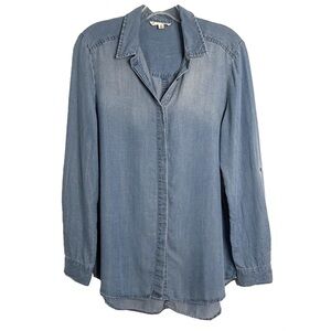 JANE & DELANCEY Women's Blue Soft Lyocell Denim Button Down